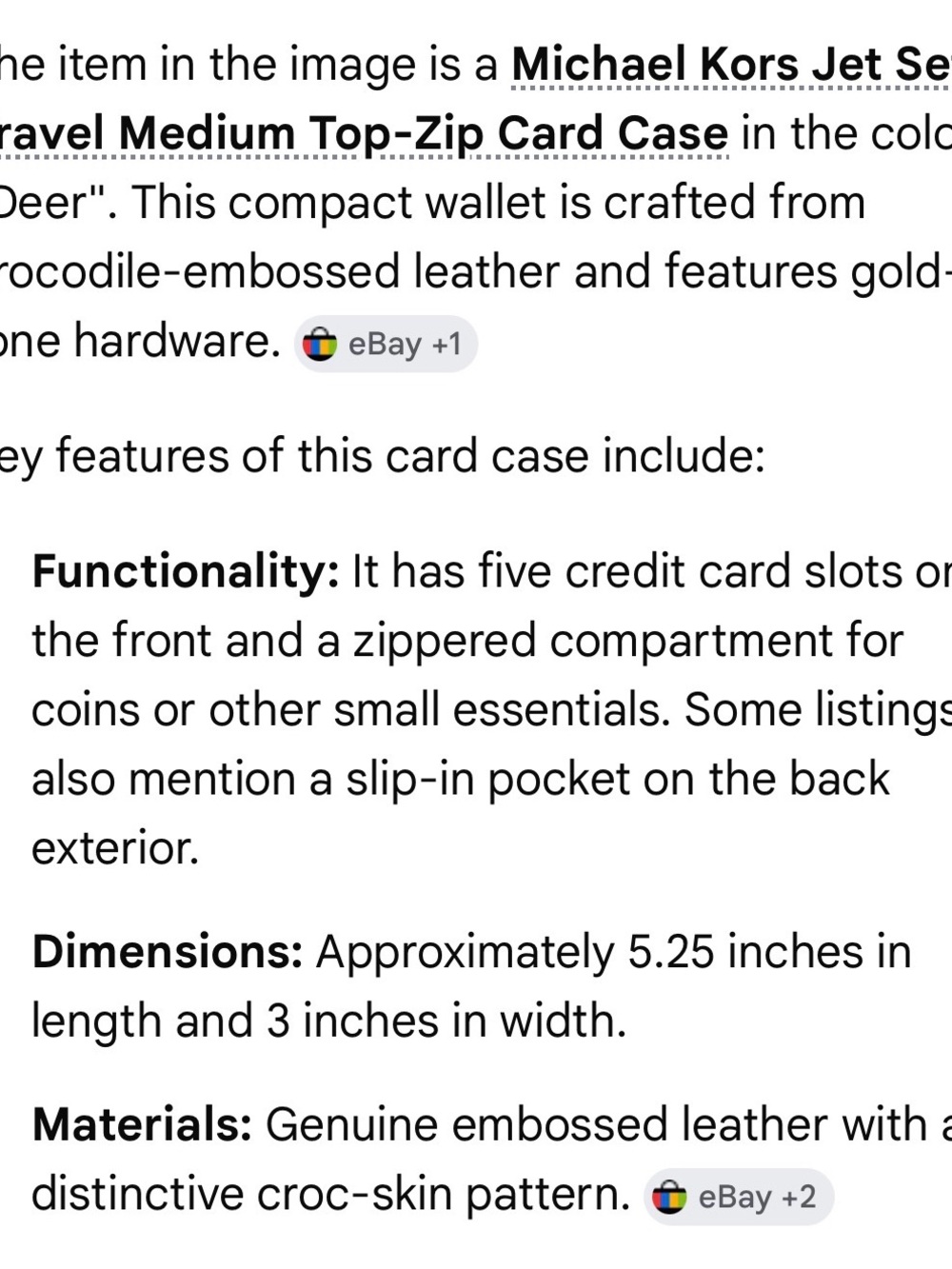 Michael Kors Croc Embossed Jet Set Travel Medium Top-Zip Card Case - Picture 11 of 11